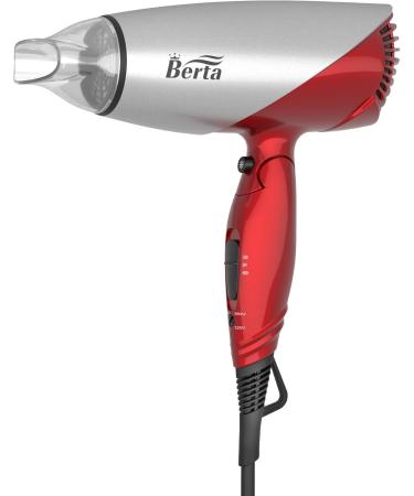 Buy BERTA 1875W Folding Handle Hair Dryer - Compact Ceramic Ionic Blow Dryer for Kids & Travel - Red - Buy Online on GoSupps.com