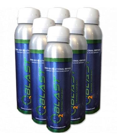 O2 Blast - 99.7% Pure Oxygen Supplement Quick Recovery for Exercise Motion Sickness Altitude Sickness and Focus. Sanitary flip top Cap (4 Liter Oxygen Canisters - 6 Pack - Natural)
