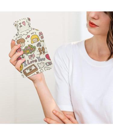 Cartoon Hot Water Bottle with Plush Cover - Hand Warmer for Adults & Kids | 26.5x15.3cm - International Shipping - Buy Online on GoSupps.com