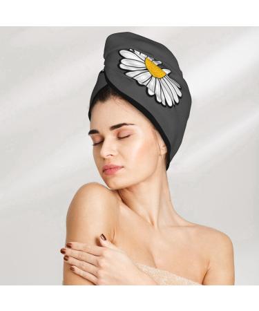 Keep Life Simple Daisy Flower Microfiber Hair Towel - Soft Super Absorbent Quick Dry Wrap for Long Curly & Thick Hair - Ideal for Women - Buy Online on GoSupps.com