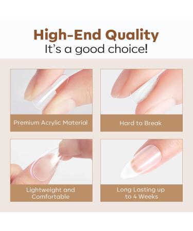 Modelones Short Almond Nail Tips - 216PCS Pre-shaped Full Cover Fake Nails & Gel Nail Extension Kit | 12 Sizes A1 - Perfect for Acrylic & Gel Manicure - Buy Online on GoSupps.com