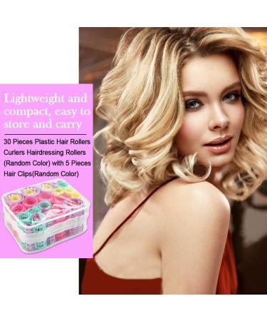 PERFETSELL 30 PCS Plastic Hair Rollers Curlers 5 Size Snap on Rollers No Heat Self Grip Hair Rollers for Short Long Hair DIY Salon Hairdressing Curlers with 5 Duckbill Clips for Barber Hair Dressing - Buy Online on GoSupps.com