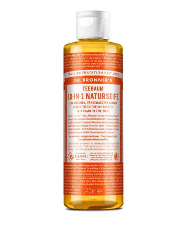 Dr Bronner's Dr Bronners 18in1 Natural Soap Organic Liquid Soap Tea Tree with Organic Tea Tree Essential Oil Shower Gel Hand Soap Shampoo and much more with Organic Coconut Olive and