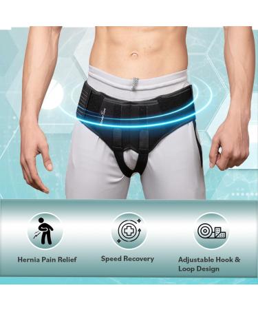 Wonder Care Black Inguinal Hernia Support Truss - Adjustable Double Inguinal & Sports Hernia with Removable Pads for Injury Recovery (M: 32-35 Inches) - Buy Online on GoSupps.com