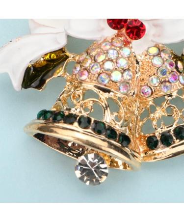 Enamel Christmas Bell Brooch with Crystal - Gold Brooches for Men & Women | Unisex Party Jewelry Corsage - Buy Online on GoSupps.com