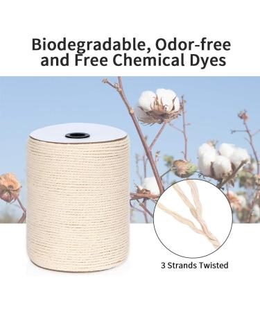Natural Cotton Macrame Cord 4mm x 328 Yards - 3 Strands Twisted Rope for Wall Hanging, Plant Hangers, Crafts - Wedding Decorations - Natural Color - Buy Online on GoSupps.com