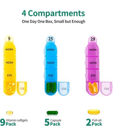 Daviky 4-Times-a-Day Monthly Pill Organizer | 30 Day Pill Box for Daily Medication | One Month Pill Case and Container - Buy Online on GoSupps.com