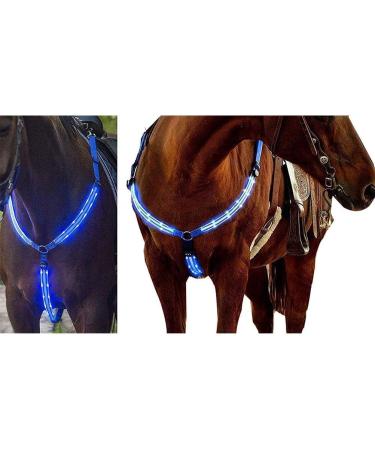 LED Horse Harness Breast Belt - Adjustable Robust & Comfortable | Best Visibility for Riding in Blue - Buy Online on GoSupps.com
