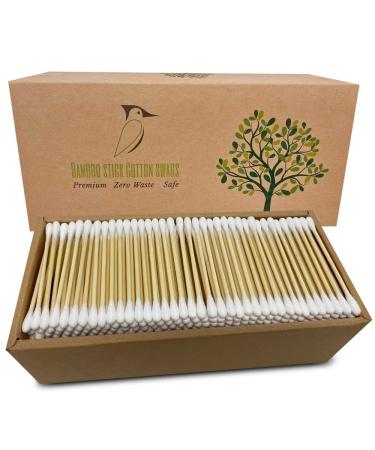 Beautiful Mind Organic Bamboo Cotton Swabs  Value Pack of 500  Eco-Friendly, Biodegradable  Vegan, Non Plastic Qtips Kraft Paper Box (Drawer Box)