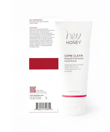 Hey Honey Come Clean Propolis & Mineral Facial Scrub - Gentle Exfoliating Dead Sea Salt Scrub for Sensitive Skin | 110ml (3.7 oz) | International Shipping Available - Buy Online on GoSupps.com