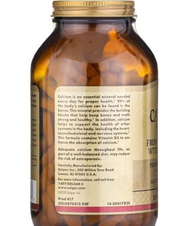 Solgar Calcium 600 from Oyster Shell with Vitamin D3 240 Tablets - Pack of 2 - Buy Online on GoSupps.com