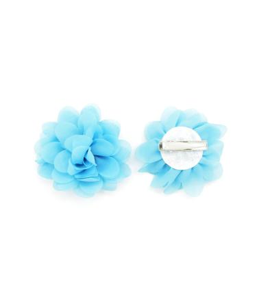 PrettyBoutique Girls Kids Women Chiffon Flower Hair Clip Alligator Clip Party Wedding (7cm Blue)