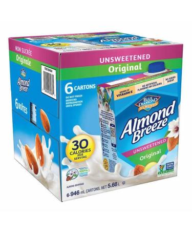 Blue Diamond Almond Breeze Original - Unsweetened - 6 x 946ml