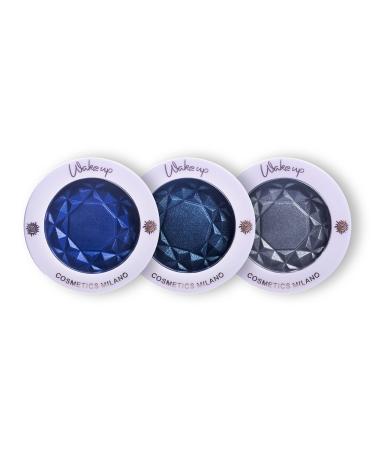 Wakeup Cosmetics - 3x Color Era Eyeshadow, Metallic or Satin Eyeshadows (Blue Shappire, Deep Emeraude e Gray Touch)