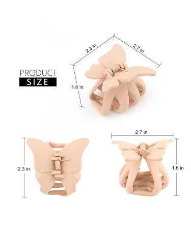 Swinnet 8 Pack Butterfly Hair Claw Clips for Women | 2.3 Inch Big Non Slip Matte Jaw Clips - White, Pink, Neutral, Black - Buy Online on GoSupps.com