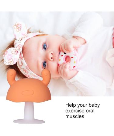 Food Grade Silicone Baby Teething Toy | Cute Mushroom Shape | For Babies Over 4 Months | Orange - Buy Online on GoSupps.com