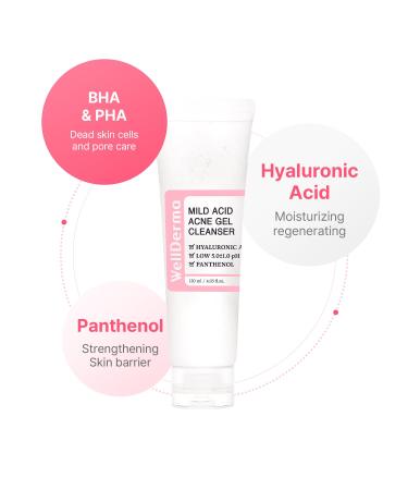 Buy WELLDERMA G+ Mild Acid Acne Gel Cleanser Foam 120ml - Effective Acne Treatment & Face Cleansing for All Skin Types - International Shipping Available - Buy Online on GoSupps.com