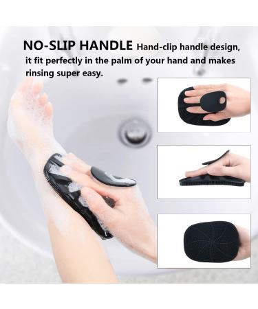 YEADMAL Exfoliating Silicone Body Scrubber 2 Pack - Bath Shower Brush for Men Women - Cleansing & Massaging Body - Removes Dirt and Dead Skin Cells - Ideal for Oily and Sensitive Skin - Black + Dark Blue - Buy Online on GoSupps.com