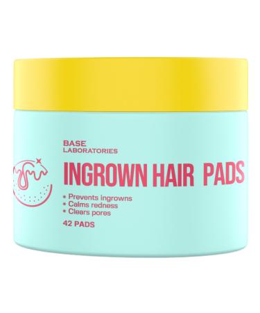 Base Laboratories Ingrown Hair Treatment Pads with AHA+BHA - Razor Bump Treatment - Daily AfterShave Pads to Help Prevent Ingrown Hairs For Men & Women - Bikini Area Underarms Neck Beard 42 Pads 1 Count (Pack of 1)