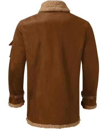 Shop Hanxiulin Oversized Men's Plush Fleece Jacket - Warm Lined Quilted Outdoor Hoodies in Khaki - Buy Online on GoSupps.com