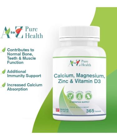 Premium Calcium Magnesium Zinc & Vitamin D Supplement | 365 Tablets | Immune & Bone Health Multi-Vitamin | Osteo Support - Buy Online on GoSupps.com