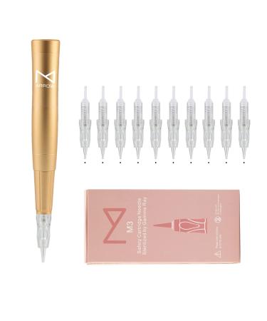 Arrow Wireless Permanent Makeup Tattoo Machine By Mellie Microblading - Powder Brows - Shading - Microshading - Brow Machine Compatible with M3 or Intelli Needle Cartridge (Machine  Gold) 1 Count (Pack of 1) Gold