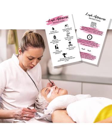 Wanyeer Lash Extension Aftercare Cards 50-Pack - Double Sided Printing - Lash Care Instructions - 3.5x2 inches - White/Pink Watercolor Design - Buy Online on GoSupps.com