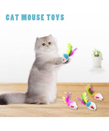 Viksaun 20-Piece Cat Toy Set | Colorful Mouse Rattles & Feather Catchers | Perfect for Kittens & Cats - International Shipping Available - Buy Online on GoSupps.com