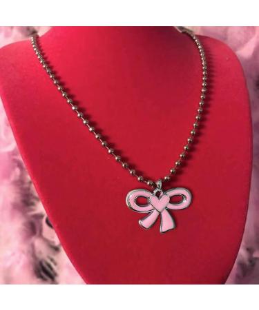 OralGos Fashion Bow Pendant Necklace - Cute Clavicle Chain & Ball Choker Jewelry | Simple Style Metal Accessories - Buy Online on GoSupps.com