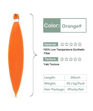 YDDM 26 Inch Pre-Stretched Braiding Hair Extensions - Orange Jumbo Braids (3 Packs) - Art Hair for Braids - Buy Online on GoSupps.com