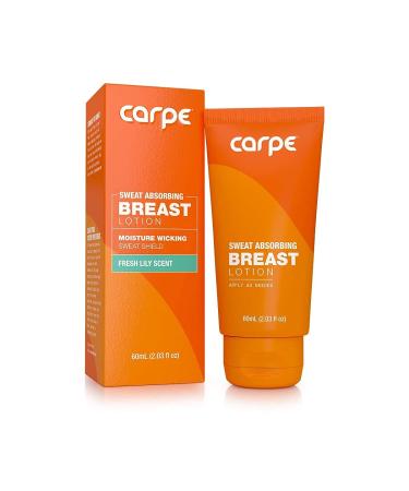 Carpe No-Sweat Breast - Helps Keep Your Breasts and Skin Folds Dry - Sweat Absorbing Lotion - Helps Control Under Breast Sweat - Great For Chafing and Stain Prevention 2.03 Fl Oz (Pack of 1)