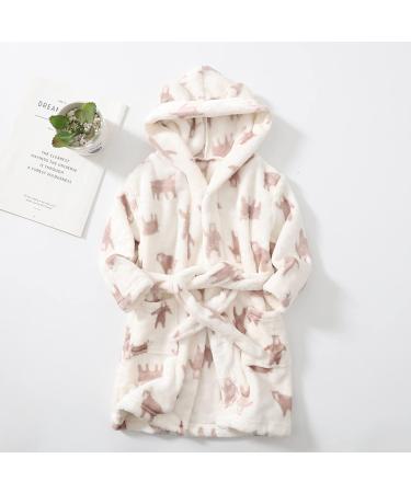Colorful Kinder Cartoon Hooded Bathrobe & Nightgown - Plush Flannel Pajamas for Baby Girls 1-8 Years (Bear Design) - Buy Online on GoSupps.com