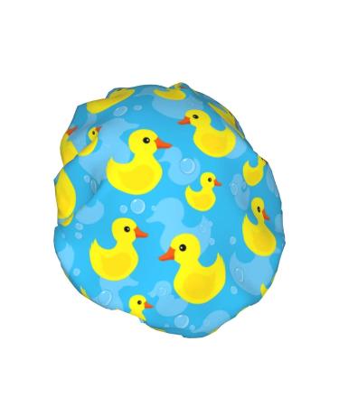 Reusable Double Layer Rubber Duck Shower Cap for Women - Waterproof & Adjustable - Ideal for All Long Hair Lengths - Buy Online on GoSupps.com