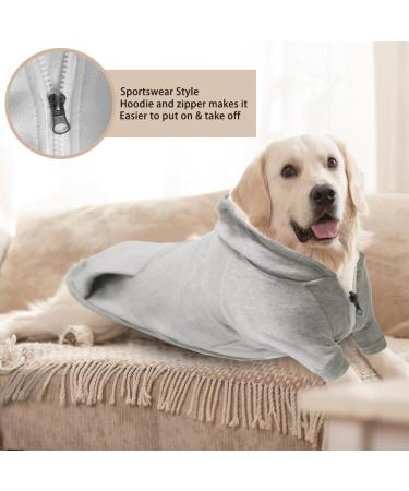 Meioro Warm Hooded Sweater for Dogs & Cats - Cute Zip Pet Hoodie for French Bulldogs & Pugs | Size S Gray - Buy Online on GoSupps.com