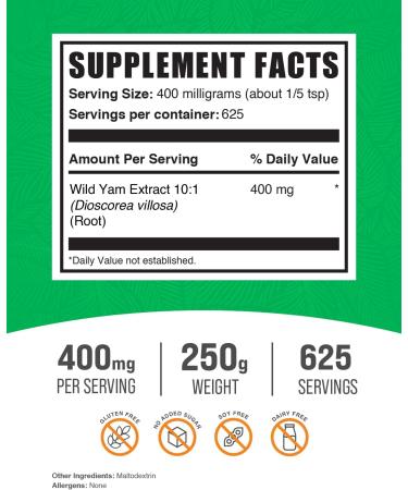 BULKSUPPLEMENTS.COM Wild Yam Extract Powder - 8.8 Oz. - Buy Online on GoSupps.com