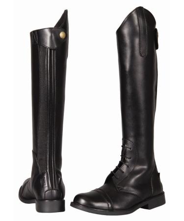 TuffRider Children's Starter Back Zip Field Boots in Synthetic Leather, Black, 4 Regular Wide