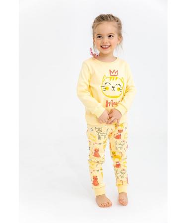 Artie Baby Girls 100% Cotton Long Sleeve Pyjamas for Kids | Set of 2 Footless Pajamas | Comfortable Nightwear for Children 12M-8Y | 5-6 Years, Yellow - Buy Online on GoSupps.com