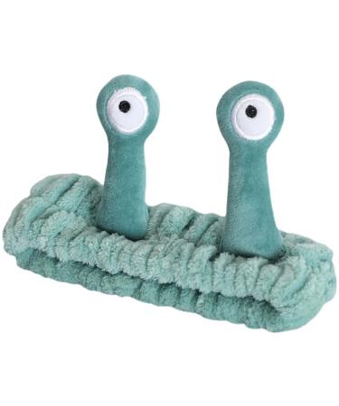 Dinghaole Creative Face Wash Headband for Women - Palm and Snail Cartoon Cute Coral Fleece Elastic Hair Band for Shower Sports Skincare and Makeup