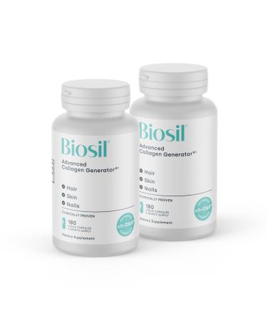 Biosil Collagen Booster Supplement - 180 Liquid Capsules Pack of 2 - Patented ch-OSA Activator for Skin Hair Nails & Joints - Supports Natural Production - 180-Day Supply 180 Liquid Capsules (Pack of 2)