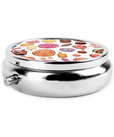 Colorful Sweet Lollipop Cupcake Donut Round Pill Box - 3 Compartment Mini Decorative Travel Pill Organizer for Medicine & Vitamins - Buy Online on GoSupps.com