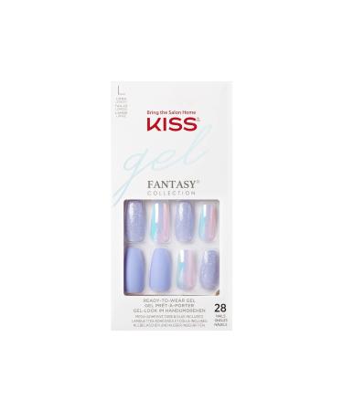 KISS Glam Fantasy Collection Parasol Special FX Gel Nails Includes 28 False Nails Nail Glue Nail File and Manicure Stick