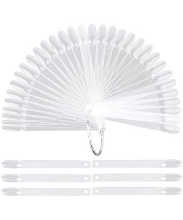 200 Pcs Oval Nail Polish Sample Sticks Fan-shaped Finger Nail Color Display Swatches with Metal Split Ring, Clear Transparent