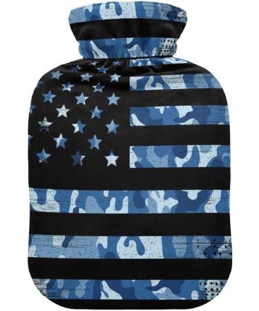 Vintage Camouflage American Flag Hot Water Bottle - 2L Large Transparent Bottle for Bed & Pain Relief | Naanle - Buy Online on GoSupps.com