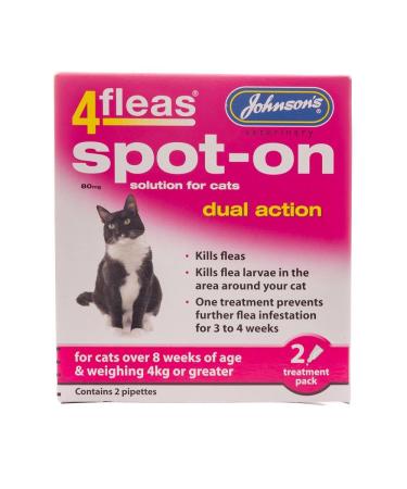 JOHNSONS 4FLEAS CAT - DUEL ACTION SPOT ON - +8 WEEKS ABOVE 4KG WEIGHT (X3 PACKS)