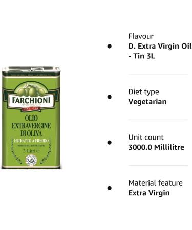 Farchioni - Extra Virgin Italian Olive Oil Tin Can (3 Litre) D. Extra Virgin Oil - Tin 3L - Buy Online on GoSupps.com