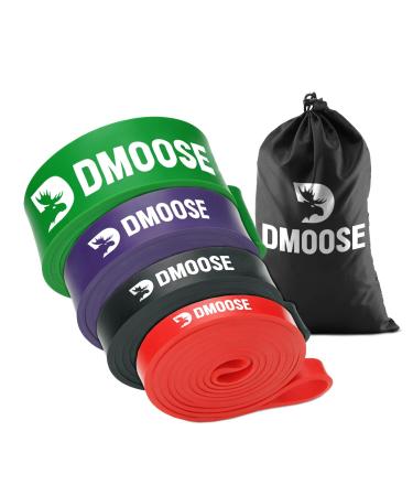 DMoose Pull up Assistance Bands - Pull Up Band for Powerlifting Strength Training Stretching Mobility & Physical Therapy - Rubber Exercise Bands for Men & Women - Workout Bands for Pullups Pull Up Latex Bands - 4 in 1