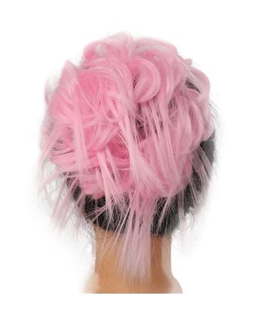 Messy Bun Hair Piece for Women Synthetic Tousled Updo Messy Bun Hair Pieces Hair Scrunchies Extensions with Elastic Band Ponytails Hair Extensions for Women Fake Hair Accessories for Women Girls Pink