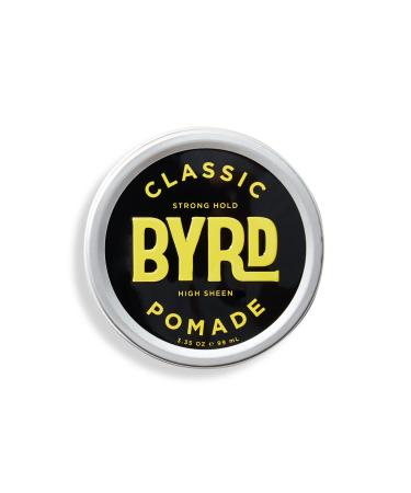 BYRD Classic Pomade - Strong Hold  Polished Finish  For All Hair Types  Mineral Oil-Free  Paraben-Free  Phthalate-Free  Sulfate-Free  Cruelty-Free  Wax Based  3.35 Ounce (3.35oz  Clear) 3.35 Ounce (Pack of 1) Clear