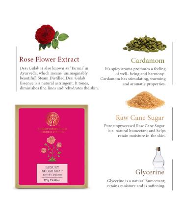 Buy Forest Essentials Luxury Sugar Soap - Rose & Cardamom | 125g | Premium Natural Skin Care - International Shipping Available - Buy Online on GoSupps.com