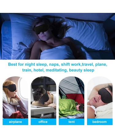 3D Contoured Cup Sleep Eye Mask for Men Women - Adjustable Strap, Molded Night Blindfold for Travel & Meditation - Black - Buy Online on GoSupps.com